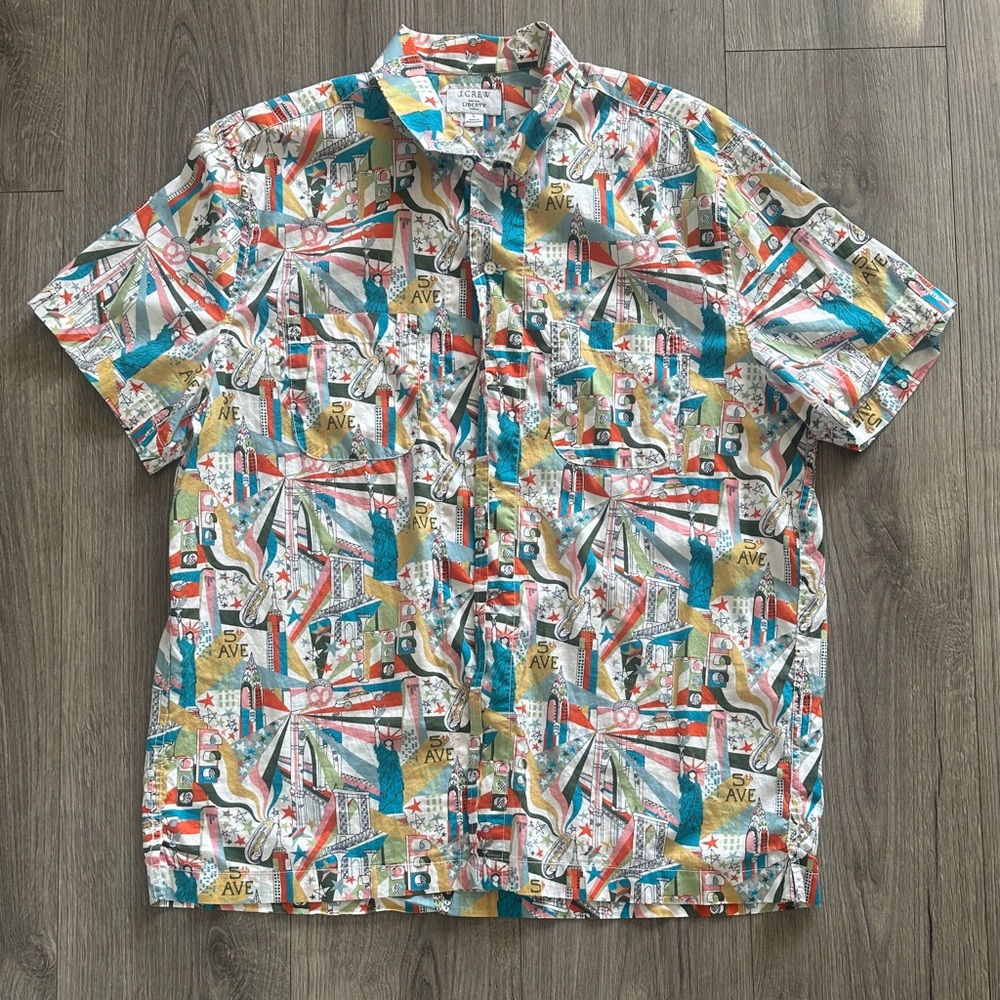 J Crew Colorful NYC Geometric Men's Shirt